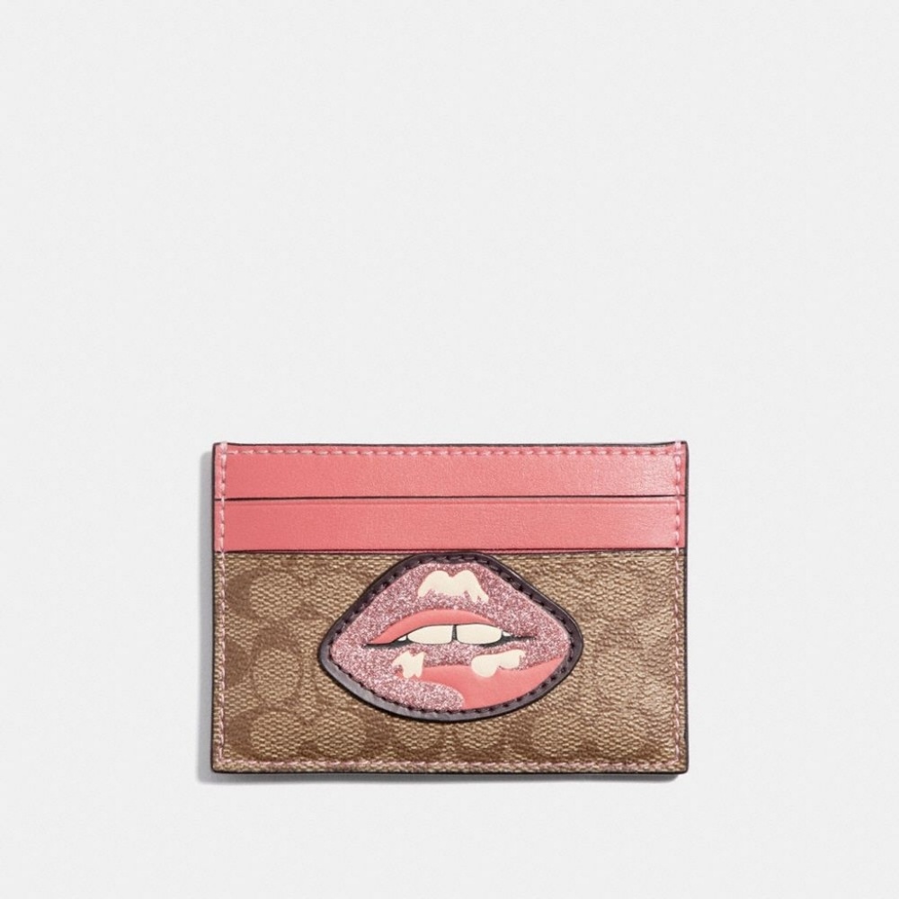 💋SOLD👄NWT Coach lips pink card holder